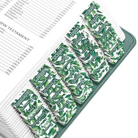 EssexWares – Deep Green Leaves Bible Tabs for Old and New Testament, 80 Large Print Tabs for Bible Study, Water-Resistant and Durable Bible Index Tabs for Women and Men - 1.7" Wide