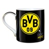 BVB Borussia Dortmund Tasse, dort Herz, dort Mund, schwarz, 0,3