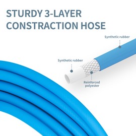 PONO 1/4 in. x 50 ft. Pneumatic Hybrid Air Hose, 300 PSI All-Weather Rubber Air Tool Hose with Solid Brass Industrial Connector, Lightweight, Anti-Kink, Flexible