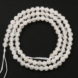 Song Xi 120pcs 3mm Natural White Moonstone Gemstone Beads Faceted Round Loose Stone Beads for Jewelry Making