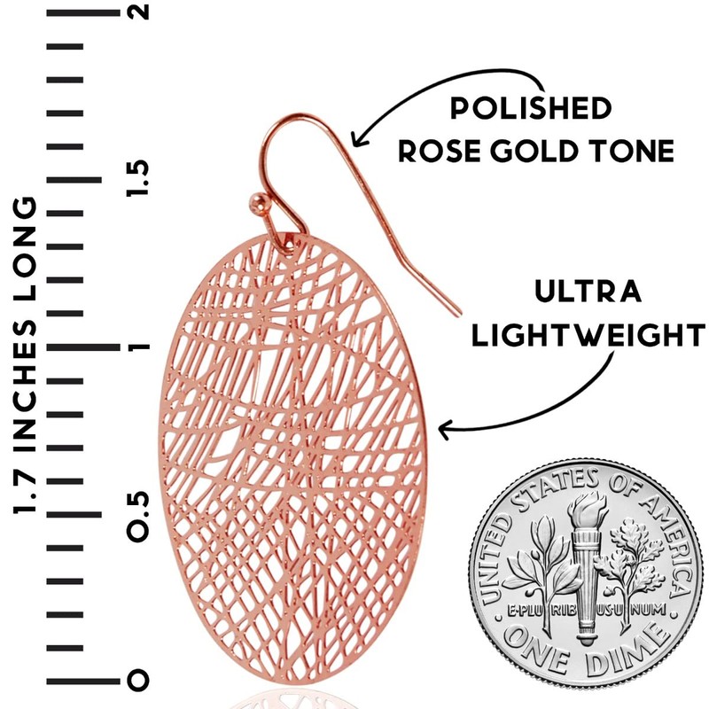Rose Gold Earrings For Women - Rose Gold Tone Dangly