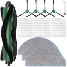 Replacement Parts Accessories Compatible with iRobot Roomba Essential Series Y0140, Q0520, Q0120, Q011, Y0110, Robot Vacuum Cleaner, 1 Roller Brush, 3 Hepa Filters, 3 Mop Pads, 4 Side Brushes