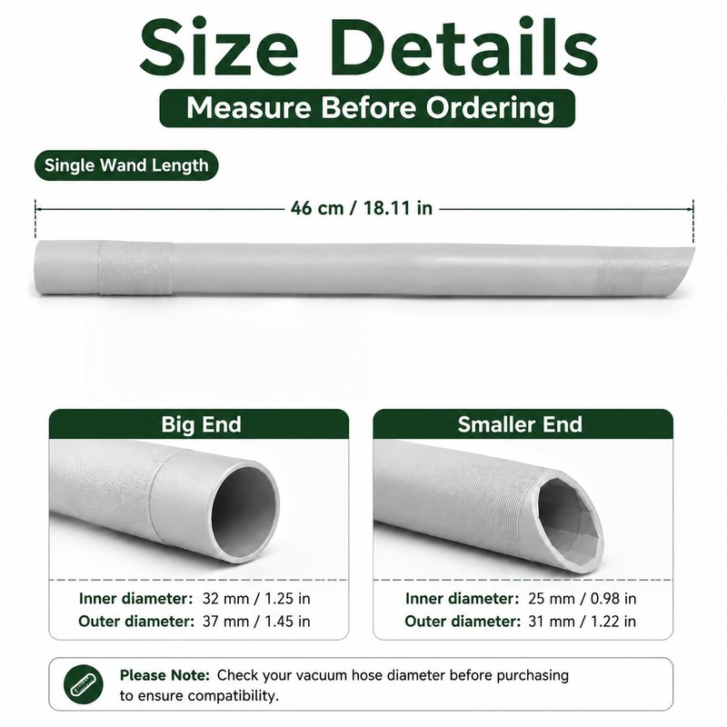 2 Pack 224006 Heavy Duty Vacuum Extension Wand Compatible with