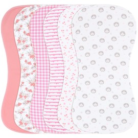 Benoxine 2-in-1 Burp Cloths and Baby Bibs - 6 Pack Large Super Absorbent Soft Cotton Burping Cloths for Spit Up, 3 Layers Thick Baby Burp Rags for Girls & Boys