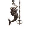 Large Mermaid & Smaller Anchor Silver Fan Light Pull Chain