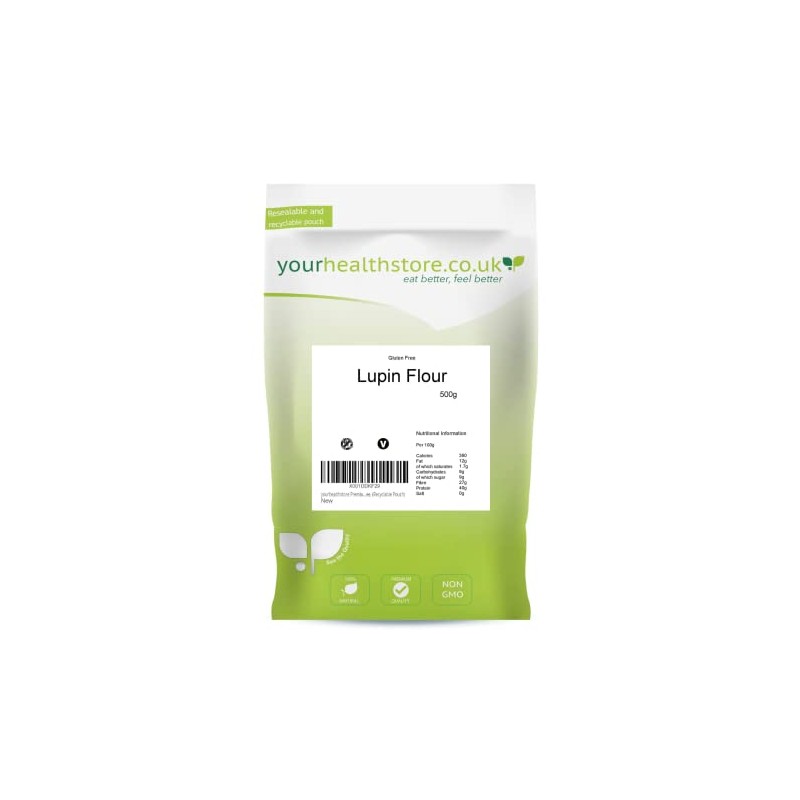 yourhealthstore Premium Lupin Flour 500g, Keto, Vegan, Gluten Free, (Recyclable