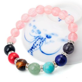 JOYA GIFT Jewelry Cherry Quartz 7 Chakra Yoga Balancing Reiki Healing Bracelet for Women
