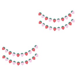 EXCEART Set of 4 Strawberry Pull Flags Colorful House Party Strawberry High Chair Banners Strawberry Felt Garland Banners Strawberry Banners Dense Forest Decoration