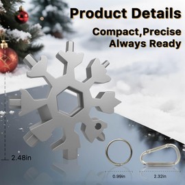 MUCLIP 18-in-1 Snowflake Multi Tool,2 Pack Stainless Steel with Carabiner,Bottle Opener & Wrench,Mini Tool Kit for Outdoor,Stocking Stuffers for Men,Gifts for Men,Dad,Husband (Silver)