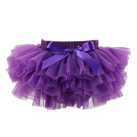 HOOLCHEAN Baby Girl Tutu Skirt Soft Fluffy 4-Layer Tulle Skort with Cotton Diaper Cover for Infant Toddler (Purple, 0-6 Months)