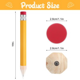 Leinuosen 12 Pcs Giant Pencils 14 Inch Wood Big Jumbo Extra Large Novelty Comically Yellow Pencil Props for Office Christmas Favor