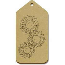 10 x Large 'Three Sunflowers' Wooden Gift Tags (TG00140830)