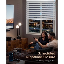 JaeJaes Motorized Blinds with Remote, Rechargeable Smart Zebra Shades Compatible with Alexa, Light Filtering Electric Blinds for Living Room Study Room, 59" W x 72" H, White