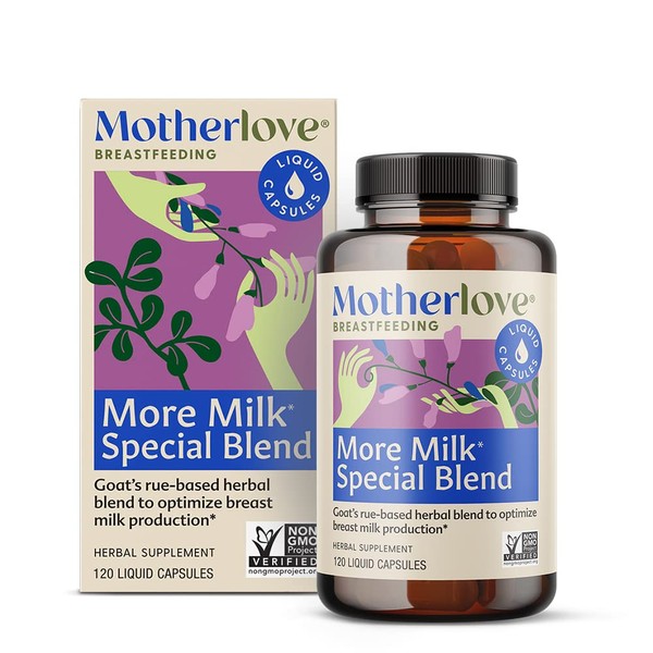 Motherlove More Milk Special Blend (120 Capsule Value Size) Herbal Lactation Supplement w/ Goat’s Rue to Build Breast Tissue & Support Breast Milk Supply—Non-GMO, Organic Herbs, Vegan, Kosher, Soy-Free