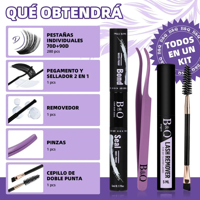 Kit De Extensiones De Pestañas Súpersuave Bq Lash 70d+90d