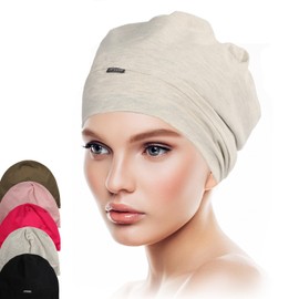 CGFOXUO Silk Satin Bonnet Hair Cover for Sleeping,Adjustable Stay On Silk Lined Sleep Cap Bonnet for Curly Hair Braids Light Gray