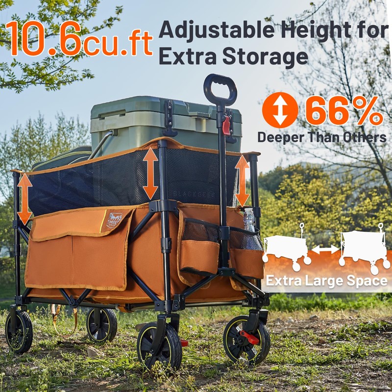 TIMBER RIDGE 300L Extra Large Collapsible Folding Wagon Carts with