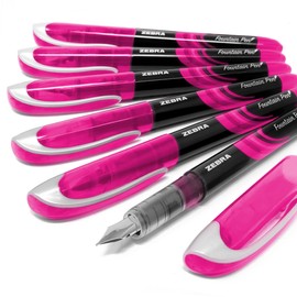 Zebra Fuente - Disposable Fountain Pen - Pink Ink - Pack of 6