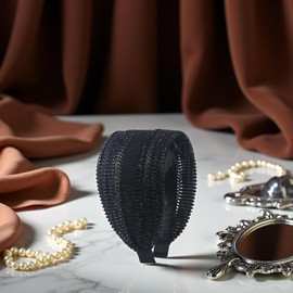 Black Vintage Wide Hairband, Large Head Band, Lace Shiny Hair Hoop, Non-Slip Women's Fashion Headbands