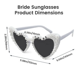 YHTCC Bride Sunglasses, White Heart Sunglasses For Bride To Be Party, Hen Do Bachelorette Heart Glasses Wedding Accessories
