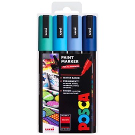 POSCA - PC-5M - Paint Marker Art Pens - 1.8-2.5mm - Cool Tones Set of 4 in Wallet