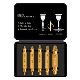 5pcs HSS 4341 Steel M3-M18 Damaged Screw Extractor Set Hex Shank Titanium Nitride Coated Gold