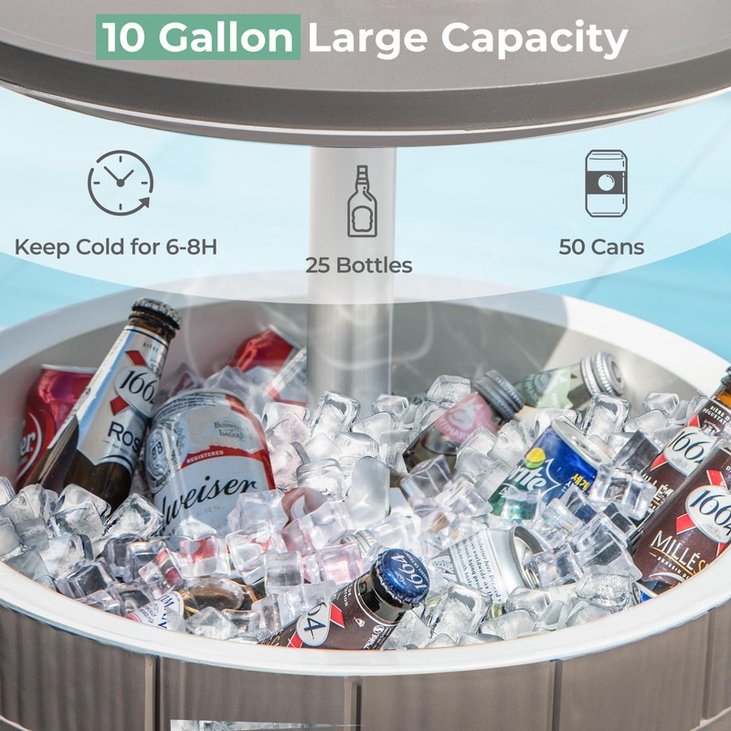 CHEFJOY 10 Gallon Cooler Table, Cool Bar Table with Height