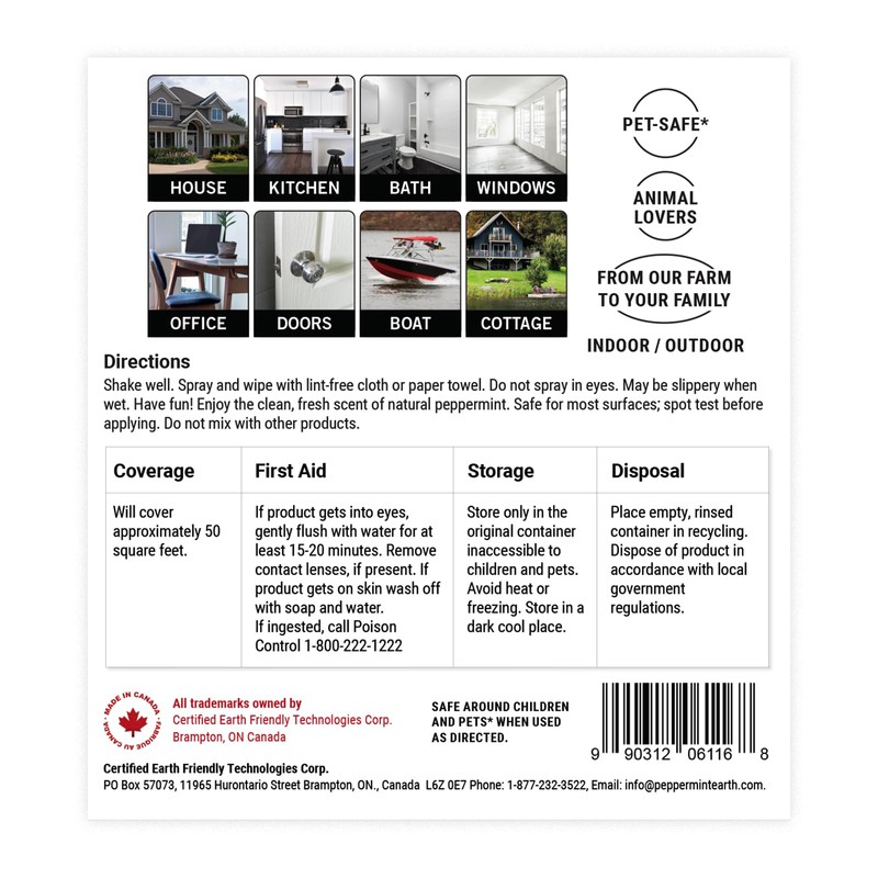 Powermint Multi-Surface Cleaner, Natural Peppermint Scent, Non-Toxic Spray for Home,