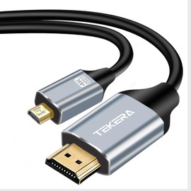 Micro HDMI to HDMI 2.0 Cable, 4K 60Hz High Speed HDMI Type D to Type A Adapter Support 3D HDR ARC Ethernet Audio Return (2.0 Meters)