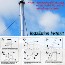 6DP-XRB DuraPlus 6" Extended Chimney Roof Bracket, Stainless Steel Chimney Stablize Support Stove Pipe Support Against Wind and Snow, Includes Mounting Brackets & Adjustable Legs