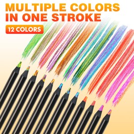 nsxsu 24 Pieces Rainbow Pencils, Jumbo Rainbow Coloured Pencils for Adults, Multicoloured Pencils for Art Drawing, Colouring, Sketching
