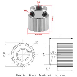 15Pcs Extruder Wheel Gear 3D Printer Parts 36 Teeth Gear Stainless Steel Extruder Gear Compatible for CR-10, CR-10S, S4, S5, Ender 3, Ender 3 Pro