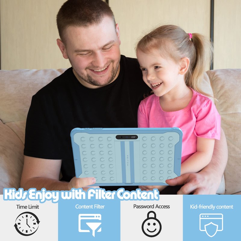 PRITOM Android 13, 10 inch Kids Tablet, Parental Control, 6000mAh,