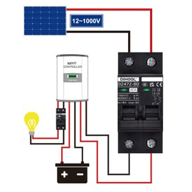 DC Isolator Switch 1000 VDC Solar PV Circuit Breaker Photovoltaic Circuit Breaker (DC1000 V, 2 Pin, 40 Amp)