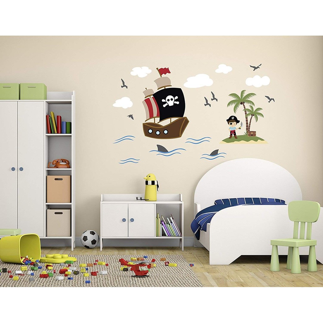 Pirate Theme Wall Decal - Pirate Wall Decals - Nursery Wall Decals - Ship Wall Decor Vinyl Sticker for Boys