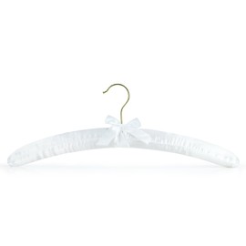 HANGERWORLD White Satin Padded Hangers - 4 Pack, 17inch Adult Size, No Shoulder Bump Coat Hangers