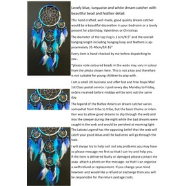 BRILLIANT GIFTS Beautiful Blue Dream Catcher Bedroom Decor -11cm across x 35cm drop