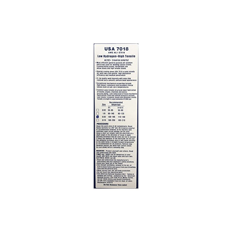 Washington Alloy 7018 Stick Electrode 5LB Package (7018 5/32")
