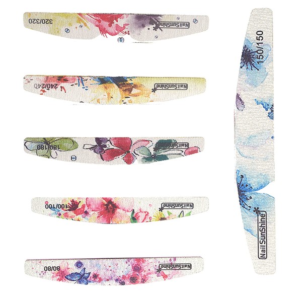 JIALWSJWAN 6 Pack Nail Files Washable Nail File Set 80/100/150/180/240/320