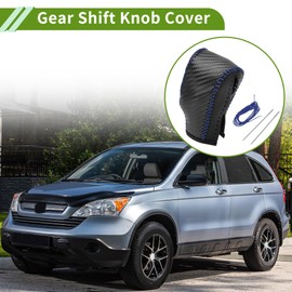 HOPESPANNER Gear Shift Knob Cover for Honda CR-V 2008-2011 Anti-Slip Black Carbon Fiber Black Blue Stick Shifting Handle Protector Faux Leather 1 Pc
