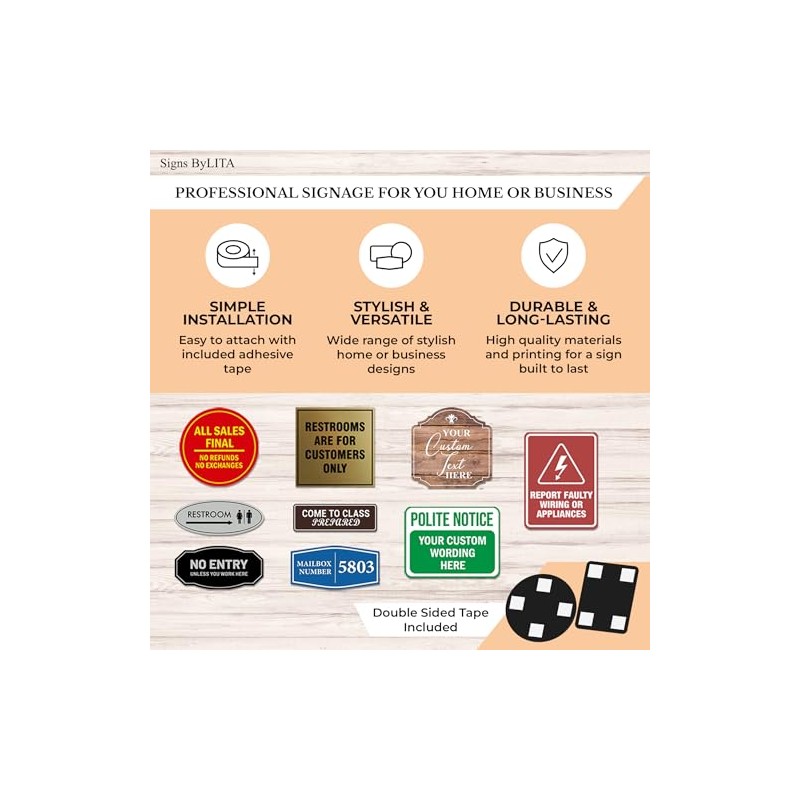 Basic Elevator Sign (Brushed Silver) - Large - (5 Pack)