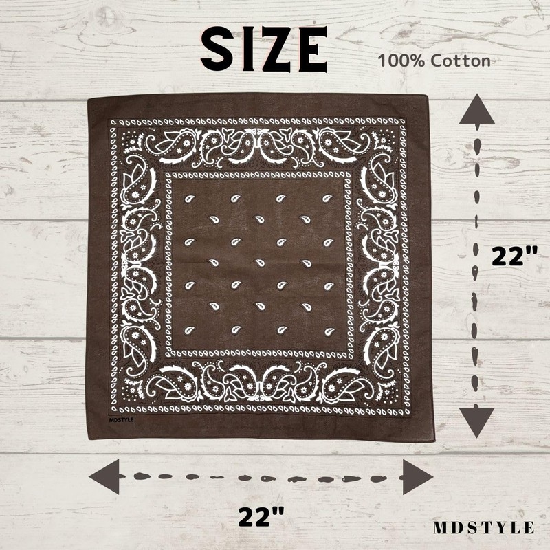MDSTYLE 100% Cotton Bandana for Men & Women 22" x