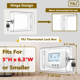 TRJ Large Thermostat Lock Box with Key, Clear Thermostat Cover with Lock for Thermostat on Wall, Lockable Thermostat Lock Box Cover, AC Lock Box Cover with Key Fit Thermostats 5" H x 6.3" W or Smaller