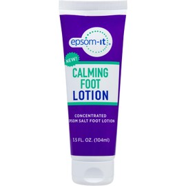 Epsom-It Calming Foot Lotion - Topical Magnesium Cream for Tired Feet & Ankles, Epsom Salt Magnesium Sulfate Rub with Urea, Soften Tough Skin & Cracked Heels, Stiffness in Legs, Knees and Feet, 3.5oz