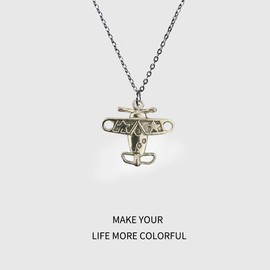 YIQPKUM Modern Silver Aeroplane Pendant Necklace with Stars Thin Chain Trendy Aviation Jewellery Women Gift 18 Inches, Zinc, No Gemstone