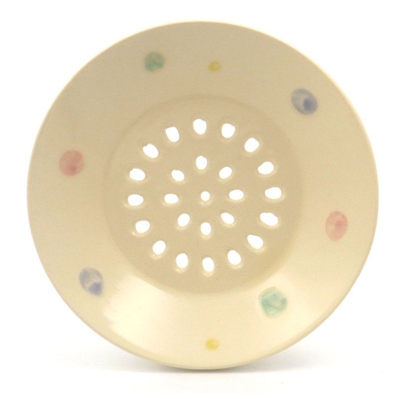 Kakamoto Sousen Setoyaki Ammegame Dish (with Saucer) Dots