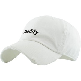 KBSV-083V WHT Daddy Dad Hat Baseball Cap Vintage Distressed Classic Polo Style Adjustable Cotton