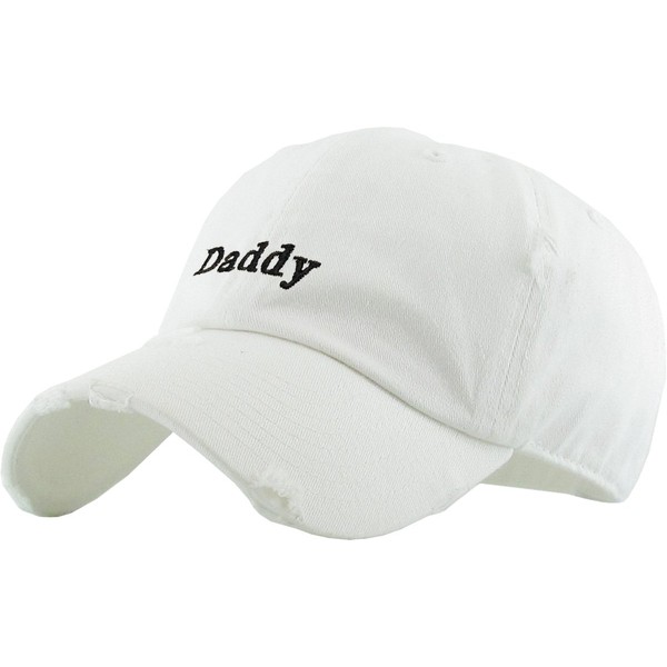 KBSV-083V WHT Daddy Dad Hat Baseball Cap Vintage Distressed Classic