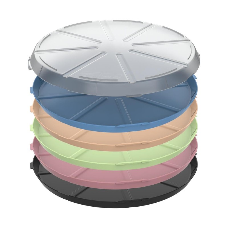 elastoreuse Practical pizza box 'ToGo' in transparent/black, brown, blue, green