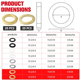 YIXISI 40 Pieces 10.2 x 15 x 1/2 mm Door Hinge Mounting Rings, Rings for Door Hinges, Room Door Washers, Door Hinge Washer, for Door Hinges, Brass